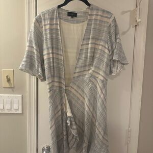 MAJORELLE Blue & Cream Striped Top